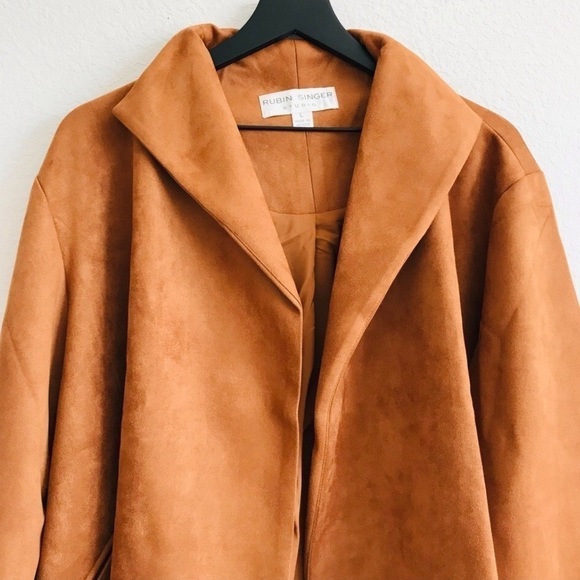 New! Rubin Singer Studio Faux Suede Oversized Blazer Cape Cognac Brown Jacket - Picture 4 of 10